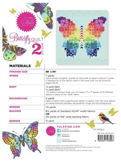 The Butterly Quilt 2nd Edition by Tula Pink - Back Cover